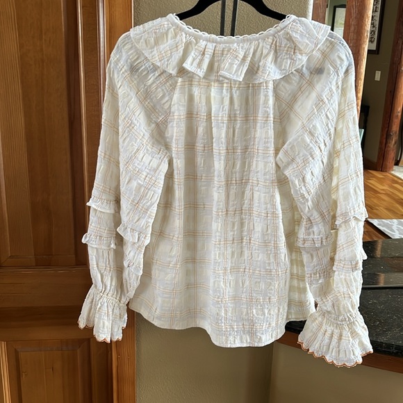 🍃💕NWT Anthropologie Chrissy Ruffled Prairie Check Peasant Blouse Size M - Picture 10 of 15